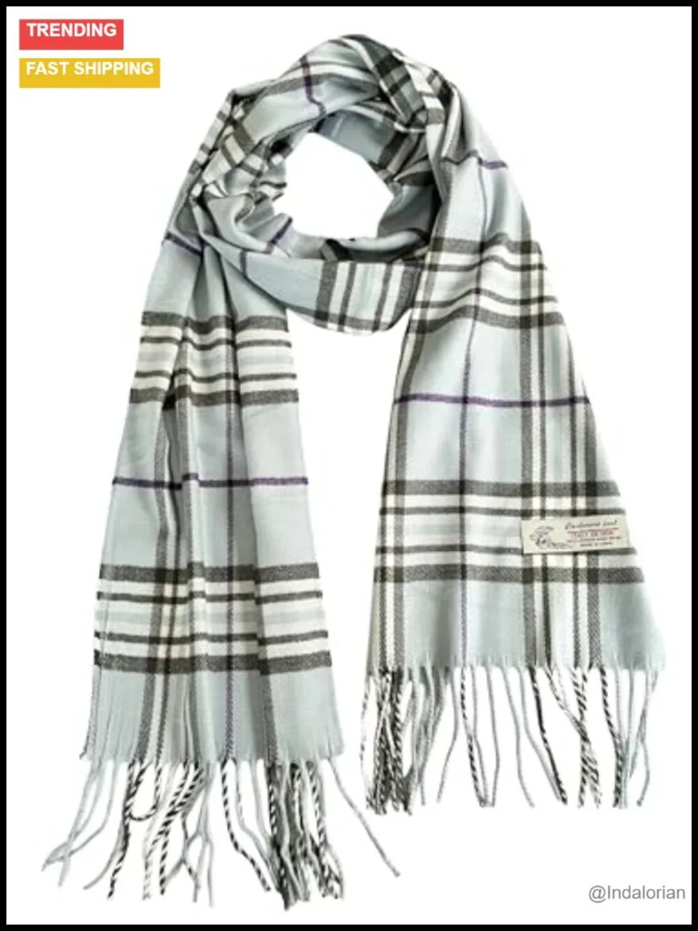 Cashmere-Feel Winter Scarf, Tartan Plaid Pattern, 72x12 inches